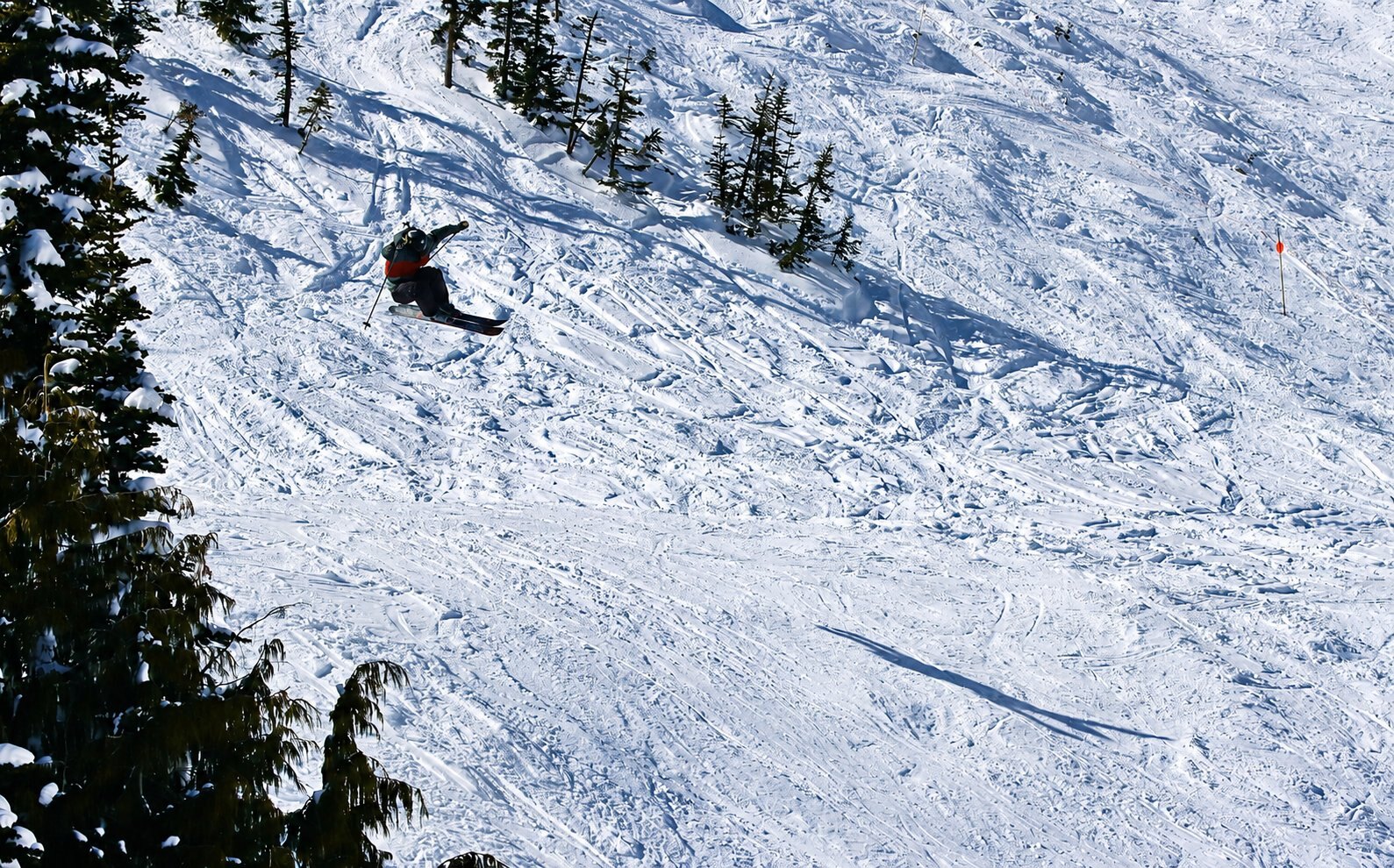Drake sending a cliff at Crystal Mountain